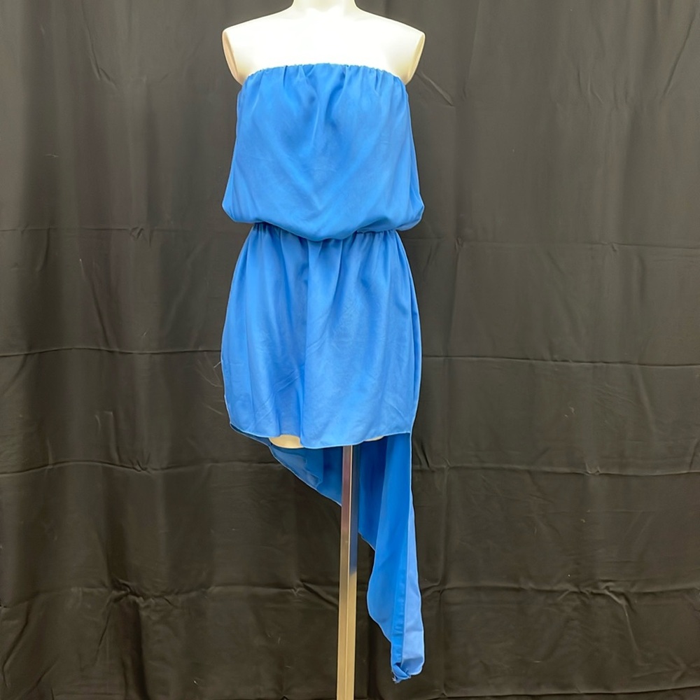BCBGeneration strapless blue asymmetric bottom dress